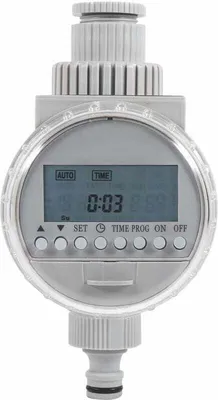 A digital water timer for garden irrigation.
