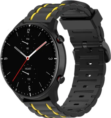 Produktbild von Strap-it Amazfit GTR 2 Sportschnallenarmband (Schwarz/Gelb)