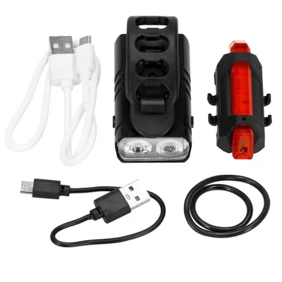 Obrázek produktu pro Sada brzdových a světlometů na kolo, Springos, LED, 6/4 režimů svícení, hliník a plast, nabíjení přes USB, 6,5 x 3,5 x 2,5 cm
