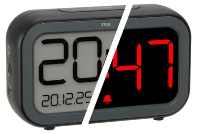 Digitalwecker Bingo Hybrid, LCD/LED, Akku, USB-C, Snooze, schwarz