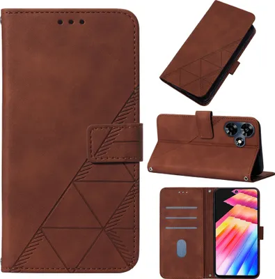 Produktbild von Hülle für Infinix Hot 30 4G X6831 Prägung Flip Leder Kartenfächer Schutzhülle mit Ständer Braun