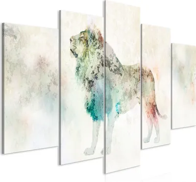 Produktbild von Italienischer Leinwand Leinwandbild - Colourful King (5 Parts) Wide 200x100 cm Tiere g-C-0262-b-m