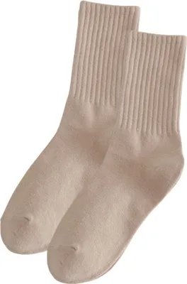Produktbild von 1 Paar Damen-Wadensocken aus Baumwolle, mittelhoch, geruchsneutral, einfarbig, hohe Elastizität, rutschfest, atmungsaktiv, weich, schweißabsorbierend, einlaufsicher, für alle Jahreszeiten