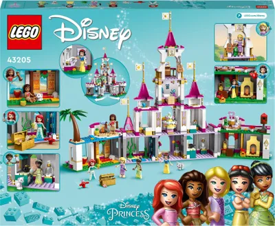 Zdjęcie produktu dla LEGO ǀ Disney Princess Zamek wspaniałych przygód, Zabawka Konstrukcyjna dla 6-latki z 5 Minilaleczkami, Arielki, Vaiany, Roszpunki, Królewny Śnieżki i Tiany, Pomysł na Prezent dla Dziecka, 43205