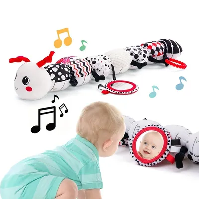 Produktbild von Minicee Baby Rassel Raupe Sensorik Spielzeug Bauchlage Musik
