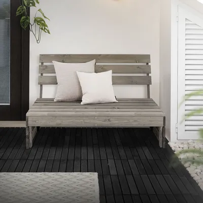 Produktbild von ECD Germany Gartenbank 3-Sitzer mit Rückenlehnen, 120x76,5x80 cm, Grau, aus Massivholz, robust und wetterfest, Parkbank Sitzbank Gartenmöbel Holzbank Bank, für Garten, Balkon und Terrasse