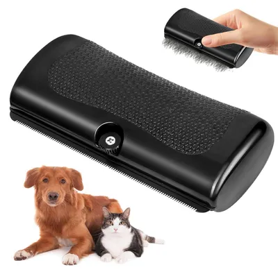 Image de Brosse pour chien à poil court, brosse anti-poils morts, peigne pour éliminer les poils d'animaux, en plastique, avec manche ergonomique