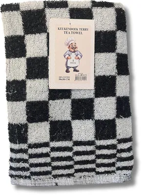 Image de Ensemble de 3 torchons de cuisine Unyqoos® – 100% coton, à carreaux, noirs, 50x50 cm