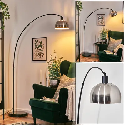 Produktbild von Gavirate Stehlampe aus Metall mit Marmorfuß in Schwarz/Nickel-Matt/Weiß