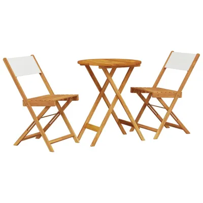 Produktbild von vidaXL 3-tlg. Bistro-Set Cremeweiß Stoff und Massivholz