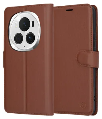 Obrázek produktu pro Techsuit Leather Folio Book Wallet Flip Cover pro HONOR Magic6 Pro - Brown