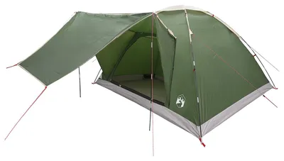Image de Tente de camping vidaXL avec toit, verte, 6 personnes, en polyester et acier