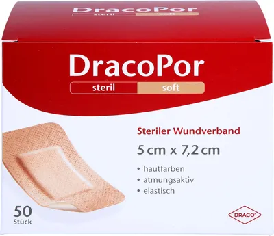 Produktbild von DRACOPOR Wundverband 5x7,2 cm steril hautfarben, 50 St PFL