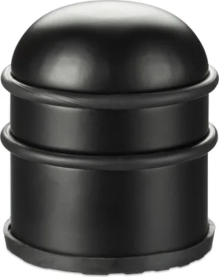Produktbild von 2 x Türstopper, für Türen & Fenster, Türbremse aus Edelstahl & Gummi, hoch & rund, innen, Bodenpuffer, ∅ 7 cm, schwarz