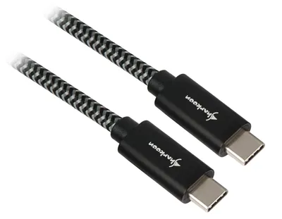 Produktbild von USB 3.2 Gen 2 Kabel, USB-C Stecker > USB-C Stecker (schwarz/grau, 0,5 Meter, gesleevt)