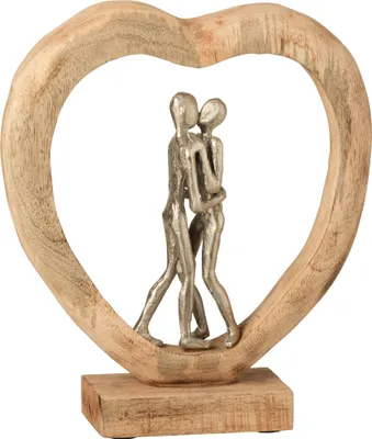 Produktbild von J-Line Figur Paar Mangoholz/Aluminium Naturell/Silber