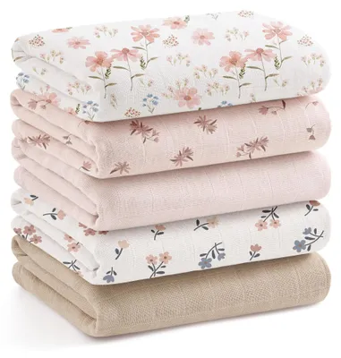 Image de Lot de 5 mousselines pour bébé en bambou et en coton