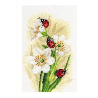 Productafbeelding van Lanarte kruisstikset "Marienkeveroptocht Aida", telpatroon, 22x33 cm