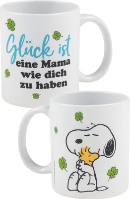 Produktbild von The Peanuts Snoopy Tasse - Glück ist eine Mama wie dich zu haben Kaffeetasse Becher Kaffeebecher aus Keramik Muttertag Weiß 320 ml