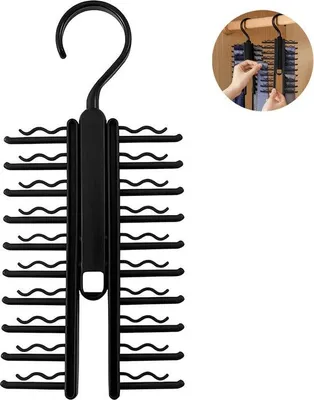 Produktbild von Kleerhanger für Krawatten - Für 20 Krawatten - Drehbar - Ein Stück - Schwarz - Funktioneller Krawattenhalter