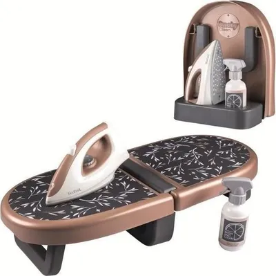 Produktbild von Smoby Tefal Bügelbrett Spielzeug, Zusammenklappbar, Cric Cric Bügeleisen, Sprühflasche, Ab 3 Jahren, France
