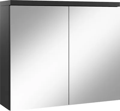 Produktbild von Badplaats Spiegelschrank Toledo 80 x 60 cm Schwarz Matt - Badezimmerschrank mit Spiegel und 2 Türen
