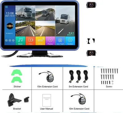 Zdjęcie produktu dla Auto-Monitor, wyświetlacz 10,1 cala, obsługa wielu kamer, sam monitor