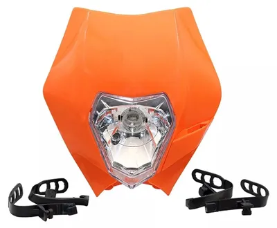 Obrázek produktu pro Kryt světlometu pro motocykl, oranžový, s potkávacími a dálkovými světly – univerzální model pro enduro / trail / streetfighter