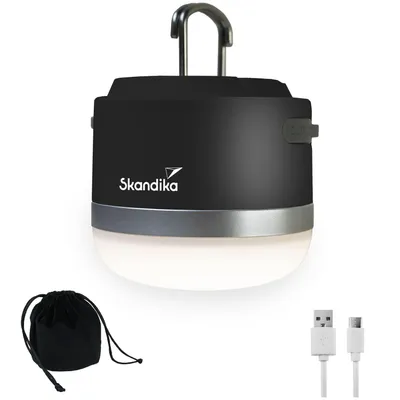 Produktbild von Skandika Campinglampe Tarfala | LED Lampe, aufladbar, stufenlos dimmbar, Haken zum Aufhängen, USB Anschluss, 3600 mAh Powerbank, warmweiß, kaltweiß