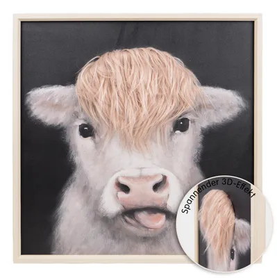 Produktbild von UNUS Wandbild 3D Wall Art Hairfusion Kuh weiß ohne Hörner 60x60