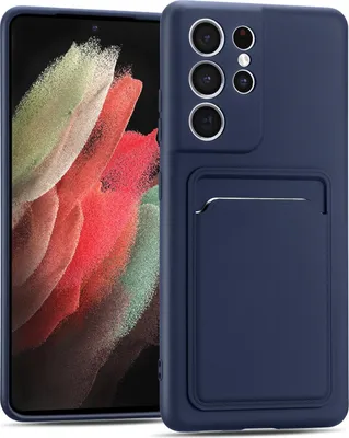 Obrázok produktu pre Puzdro na mobilný telefón pre Samsung Galaxy S21 Ultra cover silikónový ochranný kryt so slotom na kartu Slim Wallet Case, modré