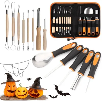 Produktbild von Professionelles Schnitz-Set für Kürbis 13-teilig Bequemes Orange