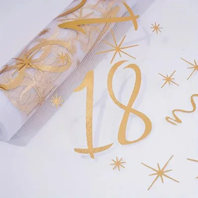 Tafelloper Geburtstag 18 Jahre, gold, 28x1000 cm