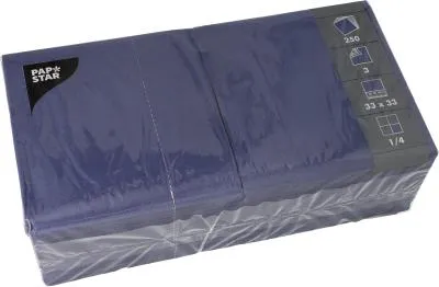 Produktbild von Servietten, 3-lagig 1/4-Falz 33 cm x 33 cm dunkelblau