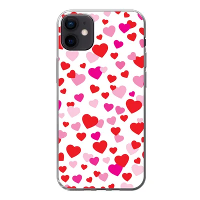 Produktbild von MuchoWow® Handyhülle Schutzhülle Hülle für iPhone 12 mini Eine Illustration mit bunten Herzen Silikon Softcase Handy Hülle - Bild