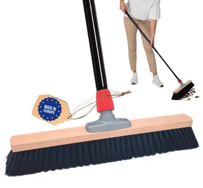 Produktbild von Novaliv Saalbesen 50 cm mit Stiel Borsten Kunstborsten besen fein mit stiel Ideal als Werkstattbesen Hallenbesen Industriebesen Hausbesen Kehrbesen Zimmerbesen Haarbesen Terassenbesen Besen weich
