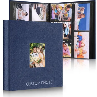 Produktbild von Großes Fotoalbum Einsteckalbum für 600 Fotos 10x15 cm Leinenbindung Blau