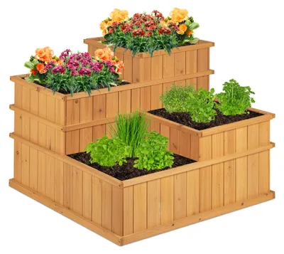 Produktbild von Holzpflanzenbox 4-lagig - Naturfarbe