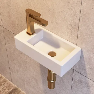 Produktbild von DeerValley DV-1V081L Waschbecken Wandmontierter Waschtisch,  Keramik-Hänge waschbecken, Einfach zu reinigen, Hochwertige Keramik konstruktion