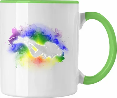 Produktbild von Trendation - Taucher Grafik Tasse Geschenk für Tauchlehrer Geschenkidee Lustig Tauchen Tauchsport (Grün)