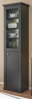 Produktbild von Vitrine "Filmore" in Schwarz matt und Eiche Landhaus 55 x 200 cm, Soft-Close