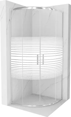 Image de Mexen Rio cabine de douche semi-circulaire 70 x 70 cm, Stripes, Chrome - 863-070-070-01-20