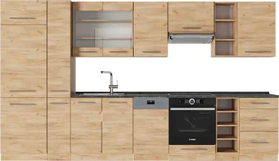 Produktbild von Küchenzeile Vicco Fame-Line Goldkraft Eiche 355 cm , AP Anthrazit, Model 56934
