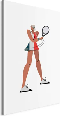 Produktbild von Vlies Leinwandbild - Tennis Player With a Racket on a Light Background - Illustration 40x60 cm Abstrakt i-B-10054-b-a