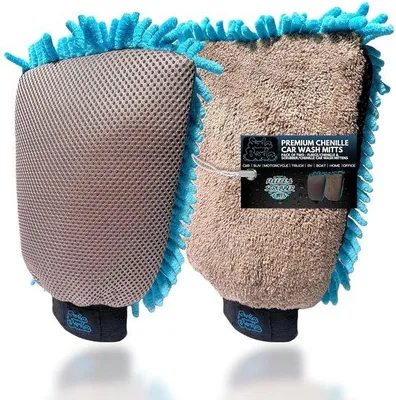 Produktbild von Microfaser-Chenille-Autowaschhandschuh - Krasfest und Flockenfrei - 2 Stück