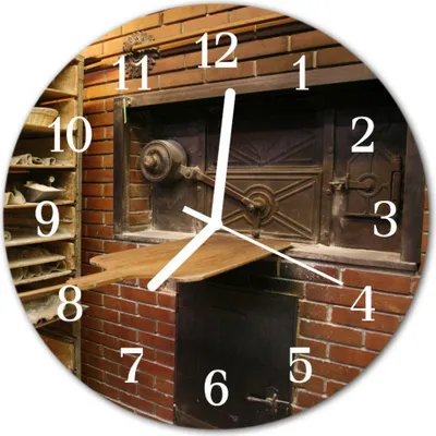 Produktbild von Glasuhr Wanduhr Küchenuhr Echt-Glas 30fi cm Brotofen rot
