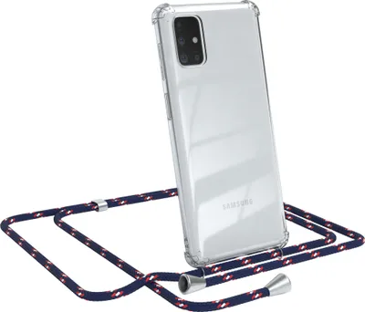 Produktbild von EAZY CASE Handykette kompatibel mit Samsung Galaxy M51, Handyhülle mit Umhängeband, Handykordel, Schutzhülle Clear, Band in Blau
