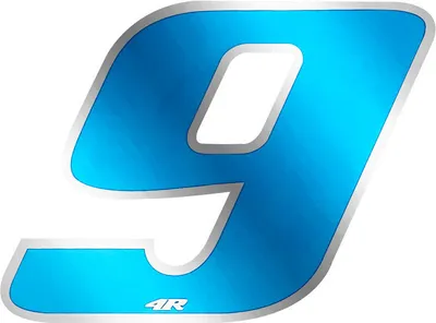Image de Autocollant numéro de course pour moto "9" bleu 65 x 85 mm