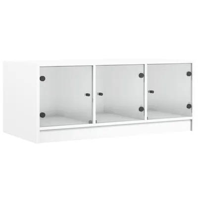 Immagine prodotto di Tavolino da Salotto con Ante in Vetro Bianco 102x50x42 cm