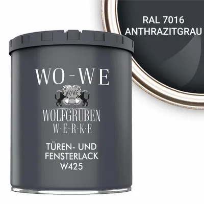 Produktbild von Türen und Fensterlack 3in1 Türenlack Klarlack Holzfenster Farbe W425 Anthrazitgrau - 750ml